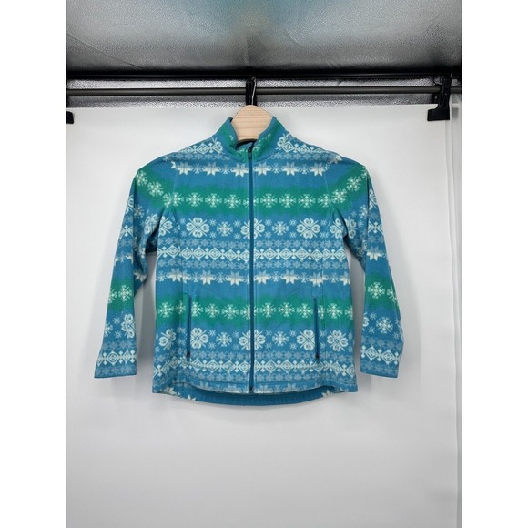 Talbots Blue‎ Fleece Patterned Jacket, Size L - Picture 4 of 11